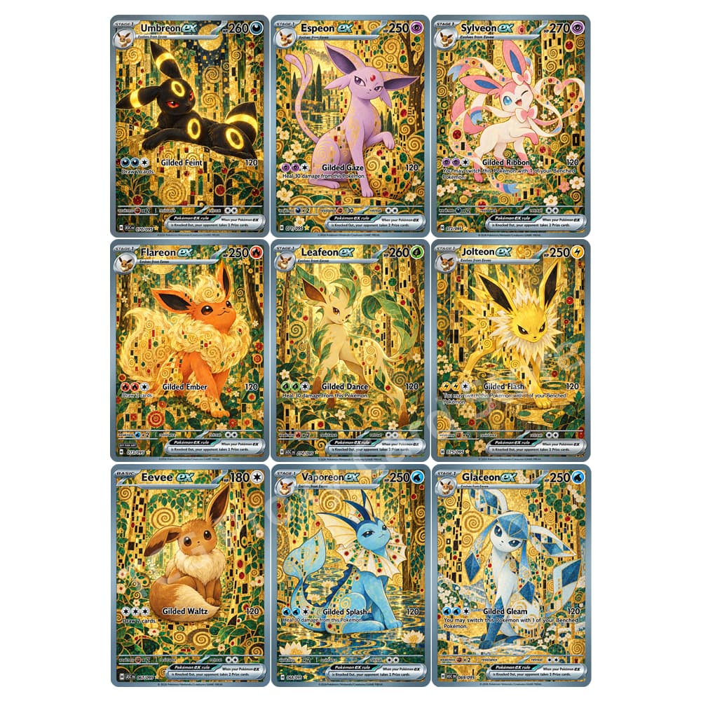 Japanese Fan - 9-teiliges Set Eeveelution Golden Style Collection